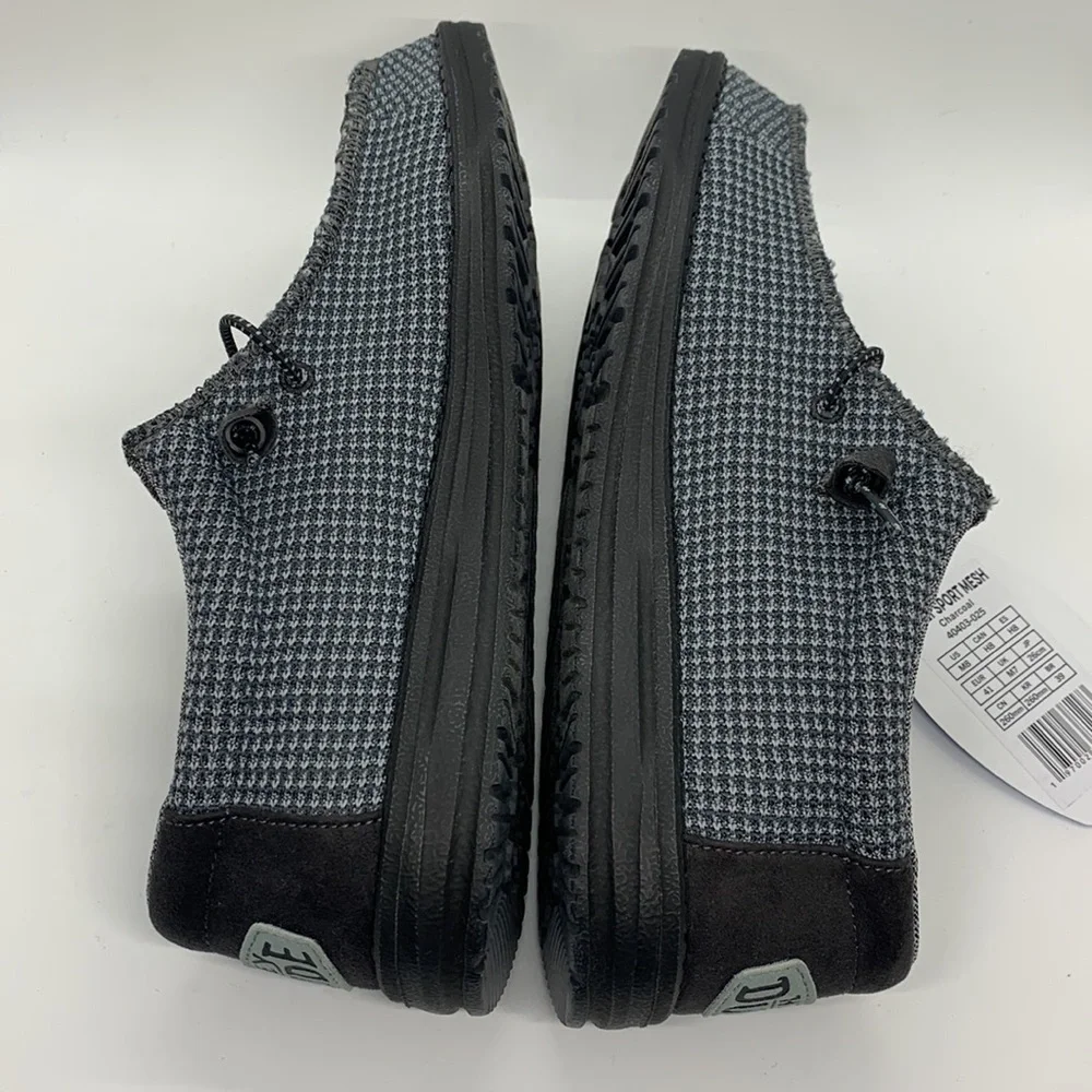 Hey Dude NEW Wally Sport Mesh Charcoal Gray 8 Slip-On Shoes Casual Minimalist